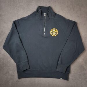 Denver Nuggets Sweatshirt Mens 2XL Navy Blue NBA Basketball 1/4 Zip Pullover '47